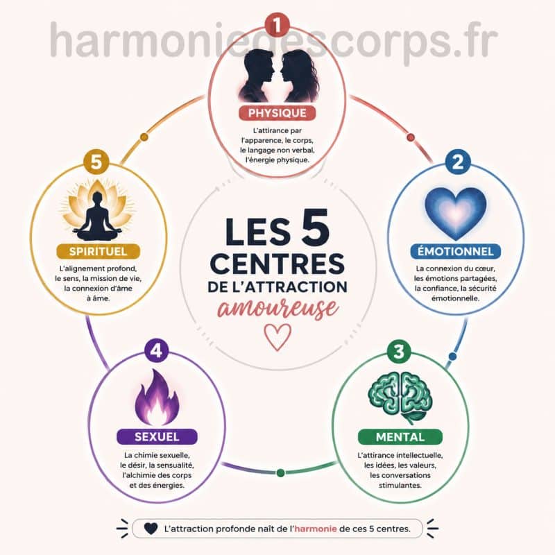 Les 5 centres de l’attraction amoureuse